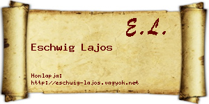 Eschwig Lajos névjegykártya
